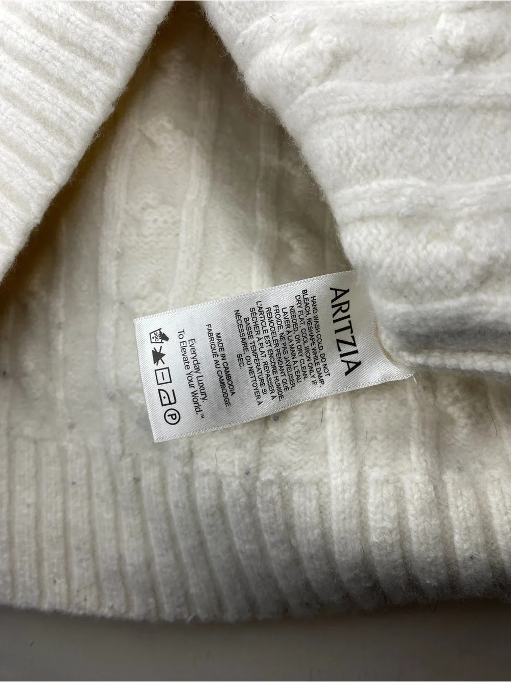 Aritzia Sunday Best Ivory Cable Knit Crewneck Sweater
